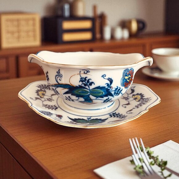 Blue Danube Mascot Japan Gravy Boat With Underplate Sauce Dish NA-1010 - Picture 1 of 12